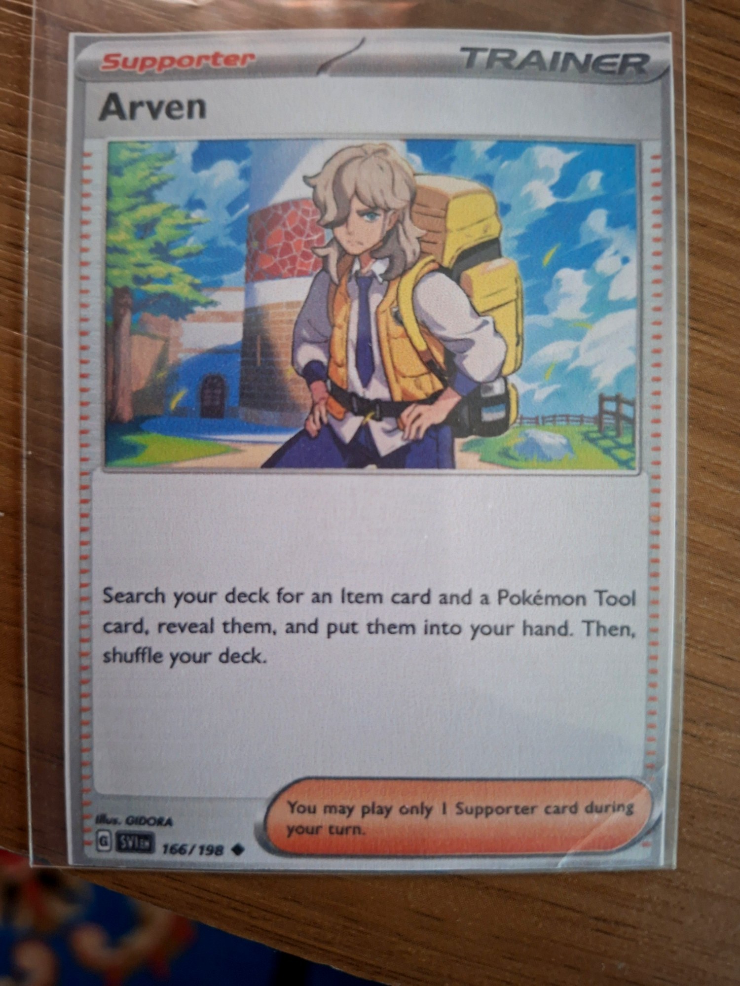 Front of Arven Pokemon card